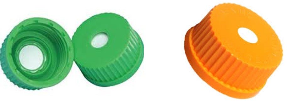 Vented caps for waste containers.