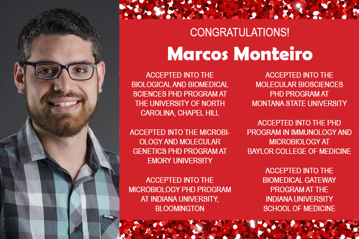 Marcos Monteiro Grad School ALL Acceptances Announcements 2020