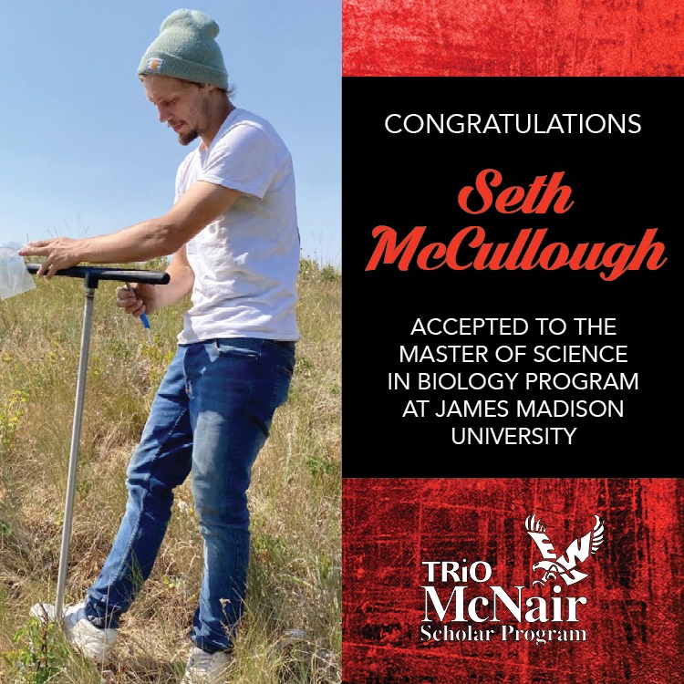 EWU McNair Scholar Seth McCullough Accepted to Master of Science Program at James Madison University