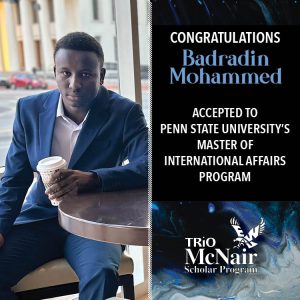 Badradin Mohammed Accepted to Penn State