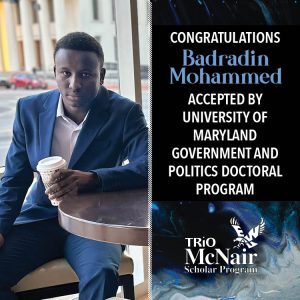 Badradin Mohammed Acccepted by University of Maryland