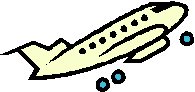 clip art of a plane. It has a cream color body and a blue wehels