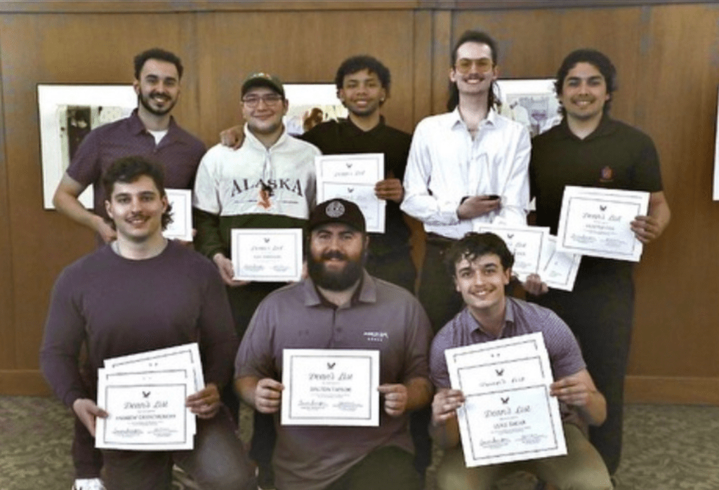 Fraternity students with their academic awards